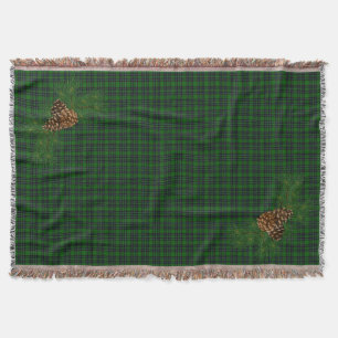 Rustic Green Black Plaid pattern pine-cone Throw Blanket