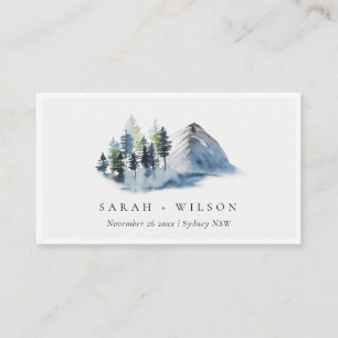 Rustic Green Blue Pine Woods Mountain Wedding Place Card