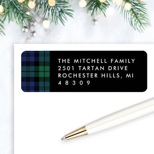 Rustic Green Blue Plaid Return Address