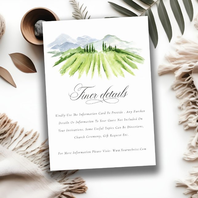 Rustic Green Blue Winery Vineyard Wedding Details Enclosure Card (Creator Uploaded)