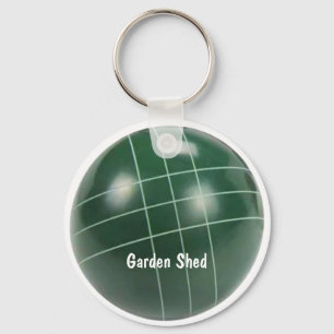 Rustic green bocce ball realistic design key ring