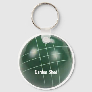 Rustic green bocce ball realistic design key ring
