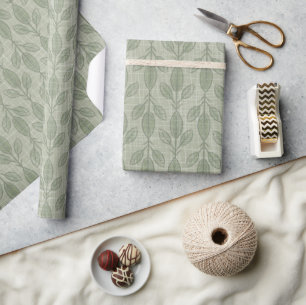Rustic Green Botanical Christmas Wrapping Paper