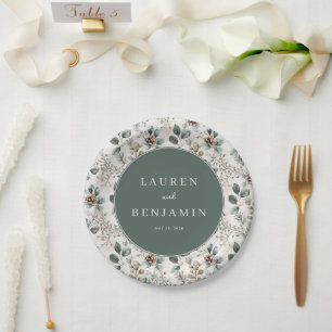 Rustic Green Botanical Elegancy Paper Plate