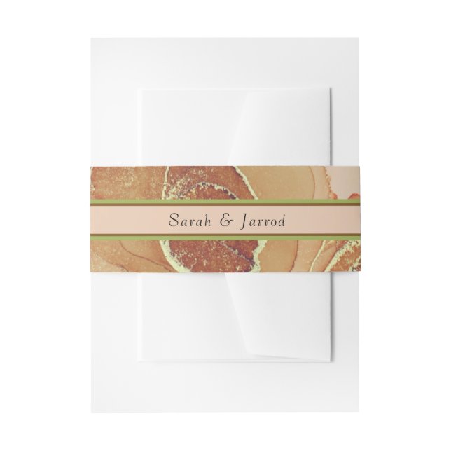 Rustic Green Brown Floral Wedding  Invitation Belly Band (Front Example)