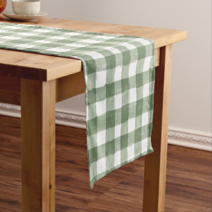 Rustic Green Buffalo Check Holiday Table Runner