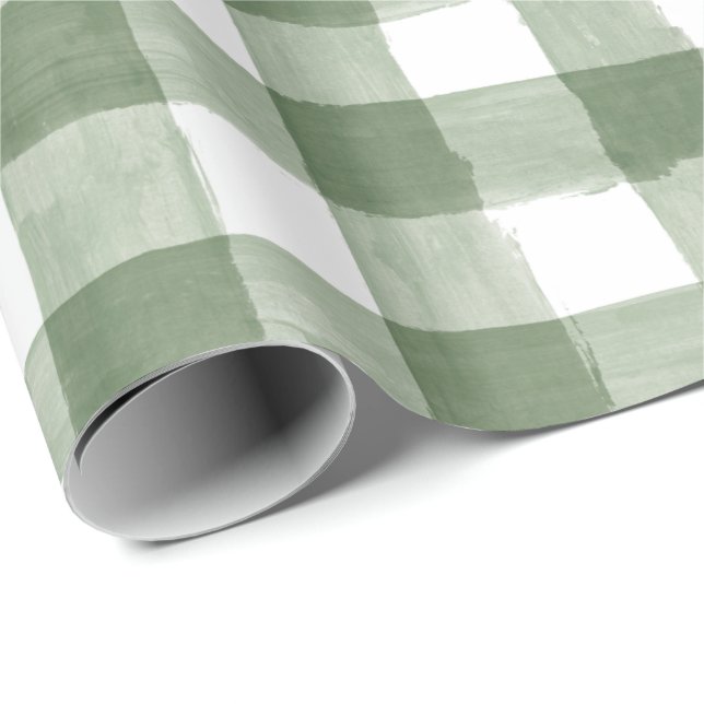 Rustic Green Buffalo Check Holiday Wrapping Paper (Roll Corner)
