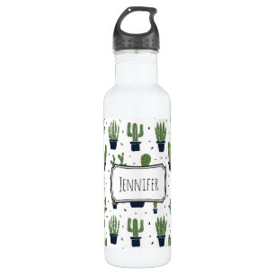 Rustic Green Cactus Desert Pattern 710 Ml Water Bottle