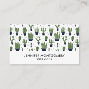 Rustic Green Cactus Desert Pattern Business Card