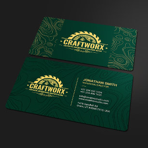 Rustic Green Carpentry Woodworking Home Repair Business Card