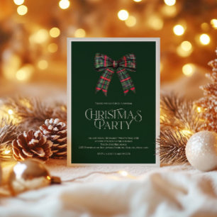 Rustic Green Christmas Party Invite Red and Green