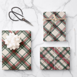Rustic Green Christmas Plaid Wrapping Paper