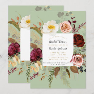 Rustic Green Country Bloom Floral Bridal Shower Invitation