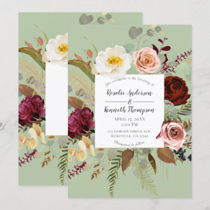Rustic Green Country Floral Bloom Wedding Invitation