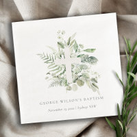 Rustic Green Eucalyptus Fern Foliage Cross Baptism
