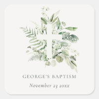 Rustic Green Eucalyptus Fern Foliage Cross Baptism
