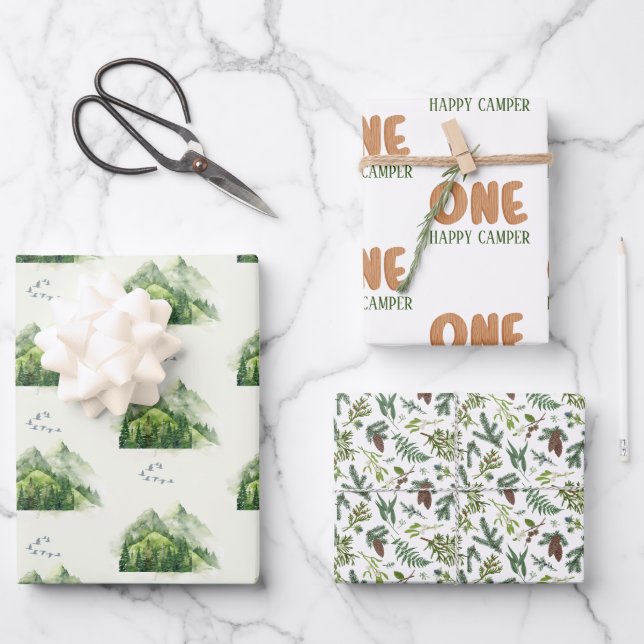 Rustic Green Evergreen Forest Nature Wrapping Paper Sheet (Front)