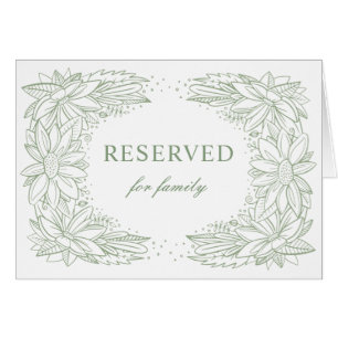 Rustic green floral wedding. Country reserved sign