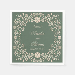 Rustic Green Flowers Wedding  Napkin