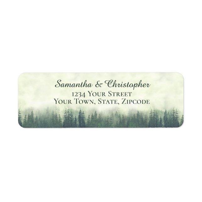 Rustic Green Forest Small Wedding Return Address (Front)