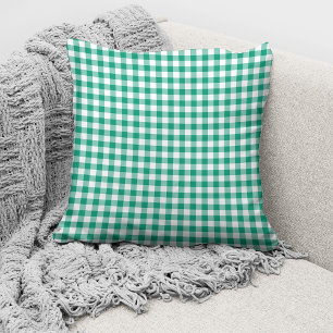Rustic Green Gingham Checks Pattern Cushion
