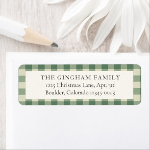 Rustic Green Gingham Christmas Return Address