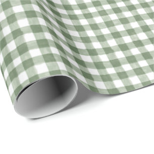 Rustic Green Gingham Holiday Wrapping Paper