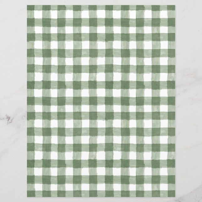 Rustic Green Gingham Paper Sheet (Front)