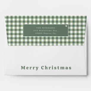 Rustic green gingham plaid Christmas Envelope