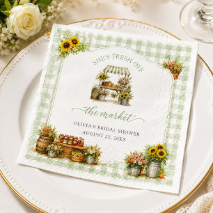 Rustic Green Gingham She's Fresh Off The Market Napkin