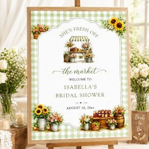 Rustic Green Gingham She's Fresh Off The Market Poster