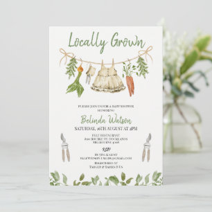 Rustic Green Girls Locally Grown Baby Shower  Invitation