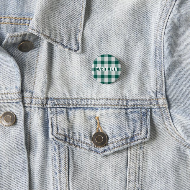 rustic green grey buffalo pattern 3 cm round badge (In Situ)