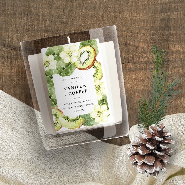 Rustic Green Kiwi Fruit Watercolor Fruity Candle Food Label (Creator Uploaded)