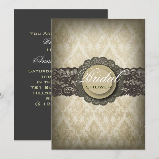 Rustic Green Lace Western Country Bridal Shower Invitation (Front/Back)