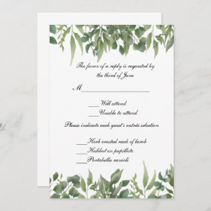 Rustic Green Leaves Greenery Foliage Response Card