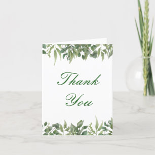 Rustic Green Leaves Greenery Foliage Thank You Card