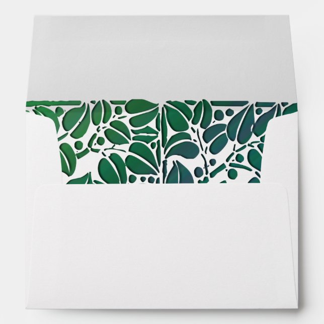 Rustic Green Leaves Lined Envelope (Back (Bottom))