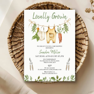 Rustic Green Locally Grown Baby Shower  Invitation