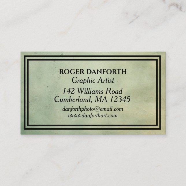 Rustic Green Minimalist  Business Card (Front)