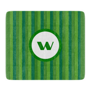 Rustic Green Monogram & Stripes Cutting Board