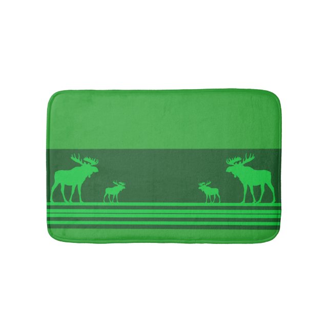 Rustic green moose memory foam bath mat (Front)