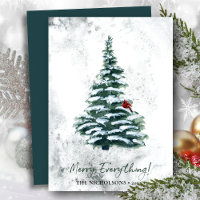 Rustic Green Pine Modern Script MERRY EVERYTHING