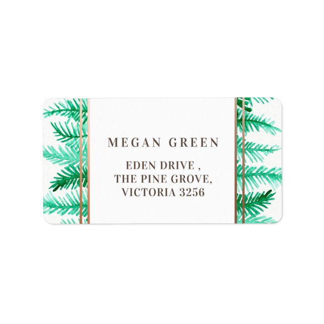Rustic green pine needle leaves reply labels (Front)