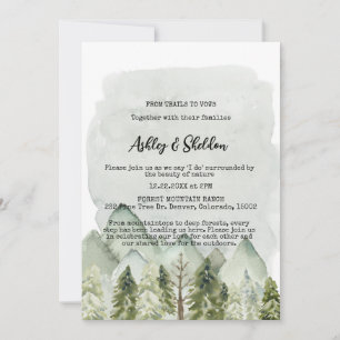 Rustic Green Pine Tree Mountain Outdoorsy Wedding  Invitation