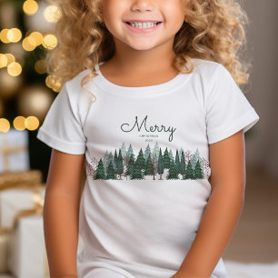 Rustic green pine trees Christmas Holiday   T-Shirt