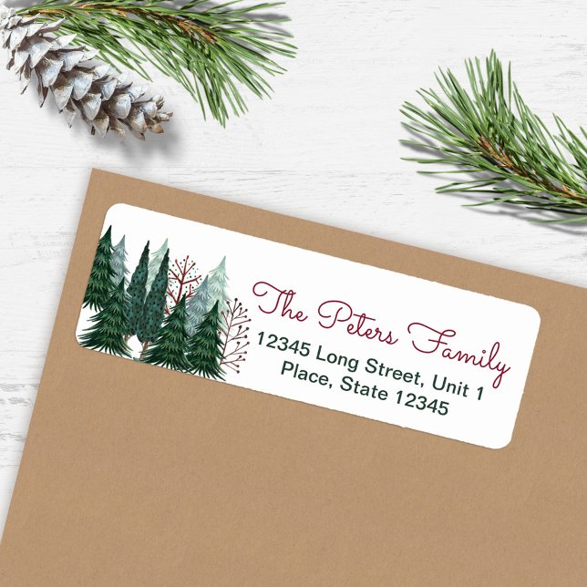 Rustic Green Pine Trees | Holiday Christmas (Rustic Green Pine Trees | Holiday Christmas Label)
