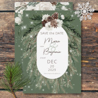 Rustic Green Pine Winter Sparkle Wedding