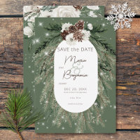 Rustic Green Pine Winter Sparkle Wedding