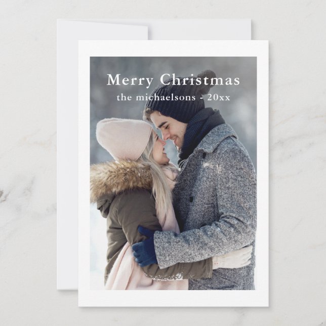 Rustic Green Plaid Merry Christmas Photo Holiday (Front)